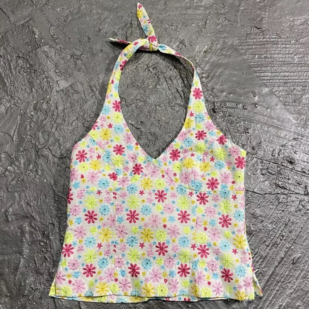 Lilly Pulitzer Floral Print Eyelet Halter Top
